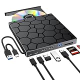 外付けDVDドライブ 『2026年最新高速モデル・多機能1台』 USB3.0＆Type-C対応 光学式CD/DVDドライブ 外付け 薄型軽量設計 読み書き両対応 Windows11/10/8/7/XP & Mac対応 M-DISC対応 TF/SDカードスロット＆USBポート搭載 DVDプレーヤー パソコン用