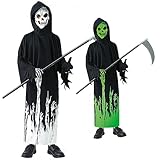 [Suerba] ハロウィン 衣装 子供 死神 コスチューム 仮装 幽霊 悪魔 コスプレ キッズ イベント 鎌付き L(130-140cm)