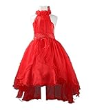 Candykids 子供ドレス/ワンピース/ 女の子スカート/ ガールズフォーマル 発表会 結婚式 入園式 演奏会 全7色 ガールズ　レッド (120cm, レッド)