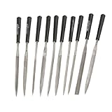 uxcell　ダイヤモンド針ファイル セット　正方形　三角形　交差かわし　ハンドル　ブラック　180X5mm　10本入り