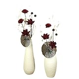 WENZHE 人造花シミュレーションの花の手配偽の花假花花束 セラミック花瓶 水で満たすことができます ホーム リビングルーム 花のセット、 大/小サイズ ( 色 : Large+small )