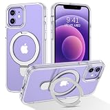 DUEDUE iPhone 12/12 Pro ケース MagSafe対応 アイフォン12/12 Pro ケース マグネット搭載 スタンド機能 120°開閉可能 クリア 指紋防止 耐衝撃 一体型 薄型 TPUケース 車載ホルダー対応 ワイヤレス充電 全面保護