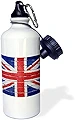 3dRose wb_155120_1インチ イギリス イギリス イギリス国旗 レンガの壁 カントリー風 スポーツウォーターボトル 21オンス ホワイト