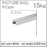 コレダーライン K-20A 【タキヤ】 ピクチャーレール ホワイト レール長さ:2000mm 天井面・壁面兼用後付タイプ 額掛 金具