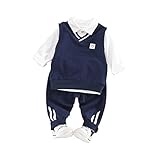 REILI　子供服　秋　春　3点セット　長袖ポロシャツ　ベスト　ロングパンツ　可愛い　男の子　女の子　男女兼用　キレイ　通園　結婚式　撮影　シンプル　キッズ　ガールズ　ボーイズ　ベビー　上下セットアッ