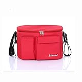 Spinas(スピナス) ベビーカー用バッグ 多機能 小物 収納 バッグ チャック付き蓋 全4色（レッド/ブルー/グレー/ブラック） (レッド)