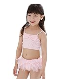 「楽々セレクトショップ」DUDU&MUMU正規品　全2シリーズ　ピカピカ　リボン付き　サイズ90 100 110 120 130 可愛い子供用 水着 女の子　伸縮性 3点セット　連体式　上下セット　 