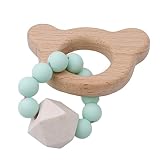 Unke Baby Teethers安全木製幼児玩具Teething有機ベビー噛むRattleベビーギフト木製ペンダントTeether Toy Bear UNKE