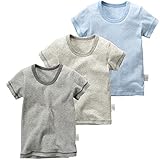 [POBIDOBY] 半袖Tシャツ 3枚組 男の子 綿100% キッズ 肌着 トップス 通園 通学 オールシーズン 子ども服 普段着 夏服 ストライプ 140