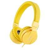 Kemier Gorsun 折りたたみ式 子供用 ヘッドフォン サイズ調節可能 携帯電話 スマートフォン iPhone ノートパソコン MP3/4 3.5mm イヤフォン ジャック (イエロー)