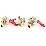 uxcell　ガスボールバルブ　ハンドル　レッドレバー　コネクタ　1/2BSPおネジ径　3個入り
