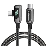 AsiaResource 【3ヶ月間保証付き】 Type-C to C 片側 L字 充電ケーブル 充電コード 2m 100W 急速充電 電力量LED表示 USB2.0 PD対応