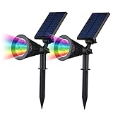 ソーラーライト 庭園灯 ガーデンライト太陽光充電式 エクステリア 簡単設置(カラフル 2個セット)