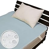 メーカー直販 タオル地 防水シーツ（おねしょ・介護用シーツ） シングル100×205cm（ゴム付） ブルー