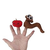 【ノーブランド品】知育玩具　指人形　グローブ　手袋人形　動物 2個 フィンガーパ ペット ワームとリンゴのセット おとぎ話 子供 学習センター