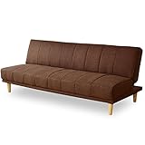 ソファベッド シングル【カナペ ブラウン】幅179cm ソファー 3人掛け 脚付き ファブリック リクライニング