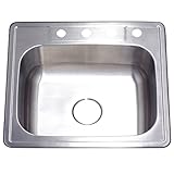 Kingston Brass Gourmetier GKTS252210 Studio Self Rimming Single Bowl Sink, 24-13/16-Inch L x 22-Inch