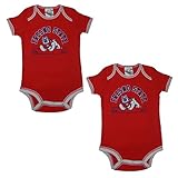 ( Pack of 2 ) Fresno State Bulldogs NCAA幼児Footballワンピースロンパース レッド