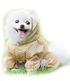 犬 レインコート かわいい ドット柄 犬服 小型犬 中型犬 犬用 カッパ 犬のレインコート 雨具 (L, ベージュ)