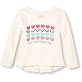 THE CHILDREN'S PLACE(ザ・チルドレンズプレイス) インベリッシュグラフィックラッフルヘムハイロートップ トップス長袖Tシャツ 2歳【並行輸入】