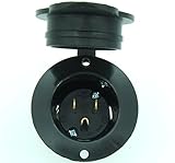 Journeyman-Pro 5278 15 Amp 125 Volt Flanged Inlet Black Commercial Grade 2 Pole-3 Wire Straight Blad