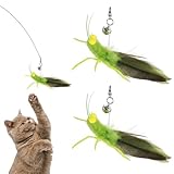 猫おもちゃ 2点セット 猫じゃらし ねこおもちゃ 昆虫型 頑丈 ねこじゃらし 鈴付き 1本釣竿付き 一人遊び 猫ストレス軽減 運動不足解消