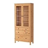 【IKEA/イケア】HEMNES ガラス扉キャビネット（引き出し×3）, ライトブラウン