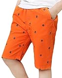 Hope2014 子供服 ズボン ウエストゴム 半ズボン 薄手 コットン 男の子 ストレッチ プリント パンツ ハーフパンツ 全8色 (140, オレンジ)