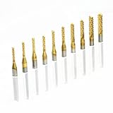 Bestgle 10ピース0.8mm-3.175mmエンドミル 彫刻ビット超硬バータングステンバー リューター ビット　チタン・コート・カーバイド 高速度 工具 切削 研磨用