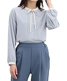 [ハニーズ] トップス ブラウス 長袖 長袖ブラウス 大きいサイズ オフィス きれいめ リボン 配色 レディース 配色リボンブラウス 673061979679 グレー×ブルー ３Ｌ