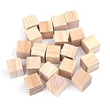 天然木製ブロック 20個セット DIYクラフト用 20mm 正方形ウッドキューブ 手作り装飾品 おもちゃ ホームデコ (20mm)20個))