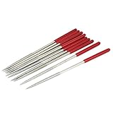 宝石細工宝石5mmx180mmレッドグリップラウンドダイヤモンドニードルファイル10個入り
