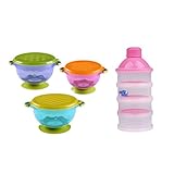Lovoski ベビー　赤ちゃん　PP　給餌ボウル　吸盤ボウル　食器　コンテナ　4層　フードボックス