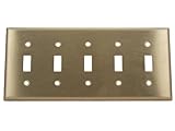 Leviton 84023 – 40 5-gang Toggleデバイススイッチウォールプレート、標準サイズ、デバイスマウント、ステンレススチール 1 Pack 84023-40 1