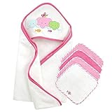 Just Born Just Bath Love to Bathe Knit 5-Piece Hooded Towel and Washcloth Set, Elephant by Just Born
