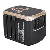 Kesoto ユニバーサルトラベルアダプターオールインワンインターナショナルトラベルUSB充電器 - ゴールド