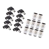 Fenteer 空気圧コネクタ　20個入　チューブ継手　外径8mm〜1/4 インチ BSP　エルボー＋ストレート