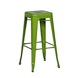 Adeco Sheet Iron Bright Color High Gloss Tolix-Style Barstool (Set of 2) Green [並行輸入品]