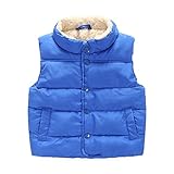 PANCY 子供服 秋冬 袖なし ジャケット 中綿 ベスト 立て襟 裏起毛 厚手 無地 シンプル 男の子 女の子(120cm,ブルー)