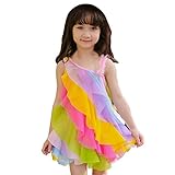 Cutelove 子供ドレス ワンピース 女の子 キャミワンピース 袖なし 可愛い 夏 赤ちゃん おしゃれ ビーチドレス 虹色 多彩