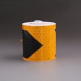 Bolange ブラック黄色の矢印 反射警告ストリップ安全標識テープ ライト粘着テープのPVCを反映 トラックヘルメット用5cmx4mリフレクター