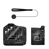 VOVMOEYA 6枚入り スクリーン保護フィルム For Canon EOS R5 Mark II,for CANON EOS R5 for CANON EOS R5 Mark2 for CANON EOS R3 for CANON EOS R1【３*LCD強化ガラスフィルム+3*PET製ショルダースクリーン保護フィルム】液晶プロテクター 高透過率 紛失防止ストラップ付き