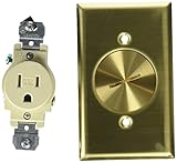 Leviton 5249-tfb 1-gangシングルコンセントフロアボックス、不正防止、真鍮仕上げ、15-amp、125 V
