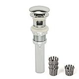 pf Waterworks decodrain DecorativeプッシュポップアップDrain (傘キャップ) for浴室洗面化粧台/洗面所/容器/シンク、メッキABSボディwithオーバーフロー