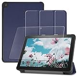 【全面保護グループ】対応 Amazon Fire HD 8 2020/ Fire HD 8 Plus 用のケース FOR Fire HD 8 Plus 用の保護カバー衝撃吸収 + FOR Amazon Fire HD 8 2020/ Fire HD 8 Plus 用の強化ガラスフィルム 表面硬度9H 飛散防止処理 タブレット 専用 液晶保護フィルム 全面保護 (ダークブルー)