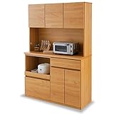 LOWYA （ロウヤ） 国産 食器棚 キッチン収納 大容量収納 木目調 耐震 可動棚 蒸気吸収モイス加工 静かに閉まるソフトクローズ機能 幅116cm オープンタイプ ナチュラル おしゃれ