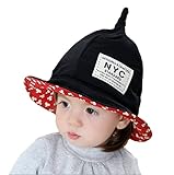 Ever Fairy かわいすぎる とんがり 帽子 キッズ こども コットン 男の子 女の子 両用 50cm NYC（5色） (ブラック)