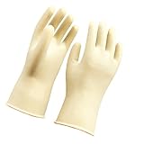 Flameer ゴム手袋　 作業グローブ　ロング　ガーデン　消毒 清掃 家事 工業用　耐酸性　快適　1ペア　全7サイズ　白色＆黒色 - ホワイト36cm