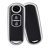 マツダ / Mazda 専用 スマート キーケースデミオ ビアンテ アテンザ アクセラ MPV CX3 CX4 CX-5 CX8 プレマシー ベリーサ など 対応 mazda キーケース 2ボタン TPU製 マツダキーカバー 傷防止 防塵、耐衝撃 - ブラックシルバー