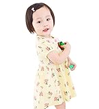 ベビー 女の子 ワンピース スカート 可愛い 花柄 フリル ピンク イエロー 80cm~ (100cm（身長90cm～100cm）, 花柄イエロー)